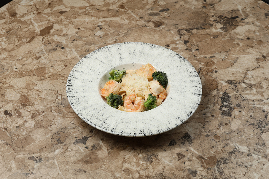 Фетучини с Брокколи и креветкой